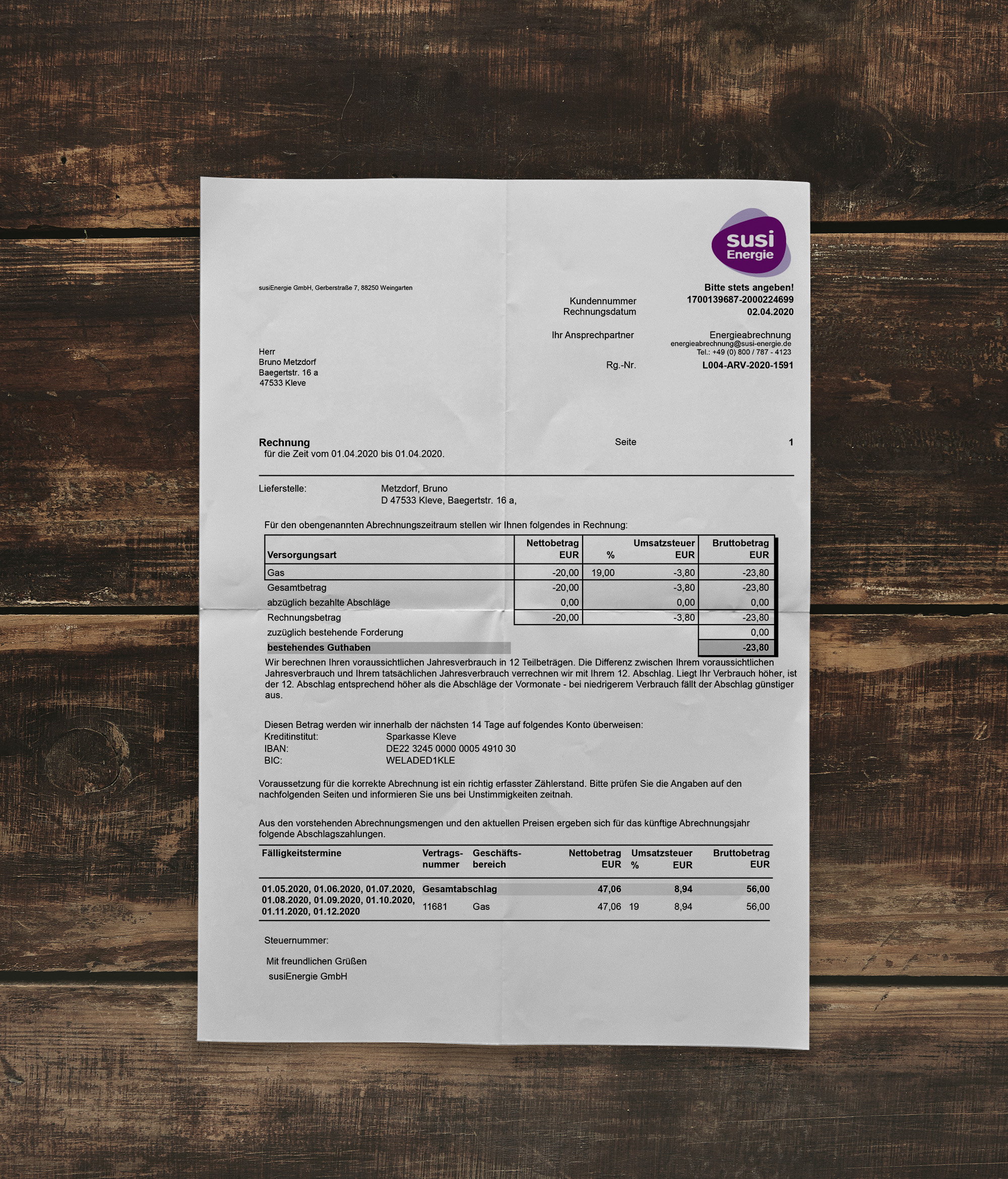 Utility bill | Germany | SUSI Energie-1