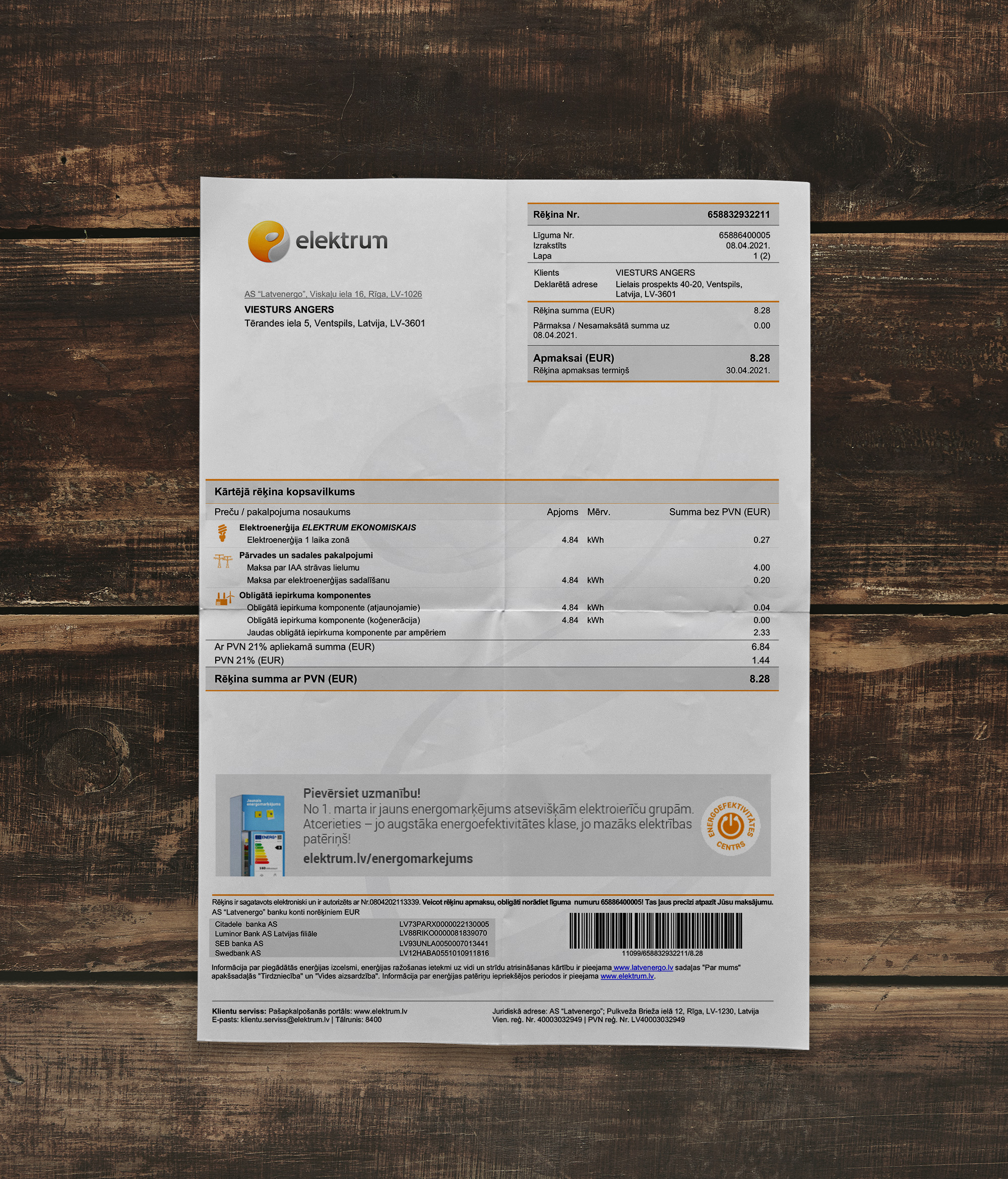 Utility bill  | Latvia | Elektrun-1