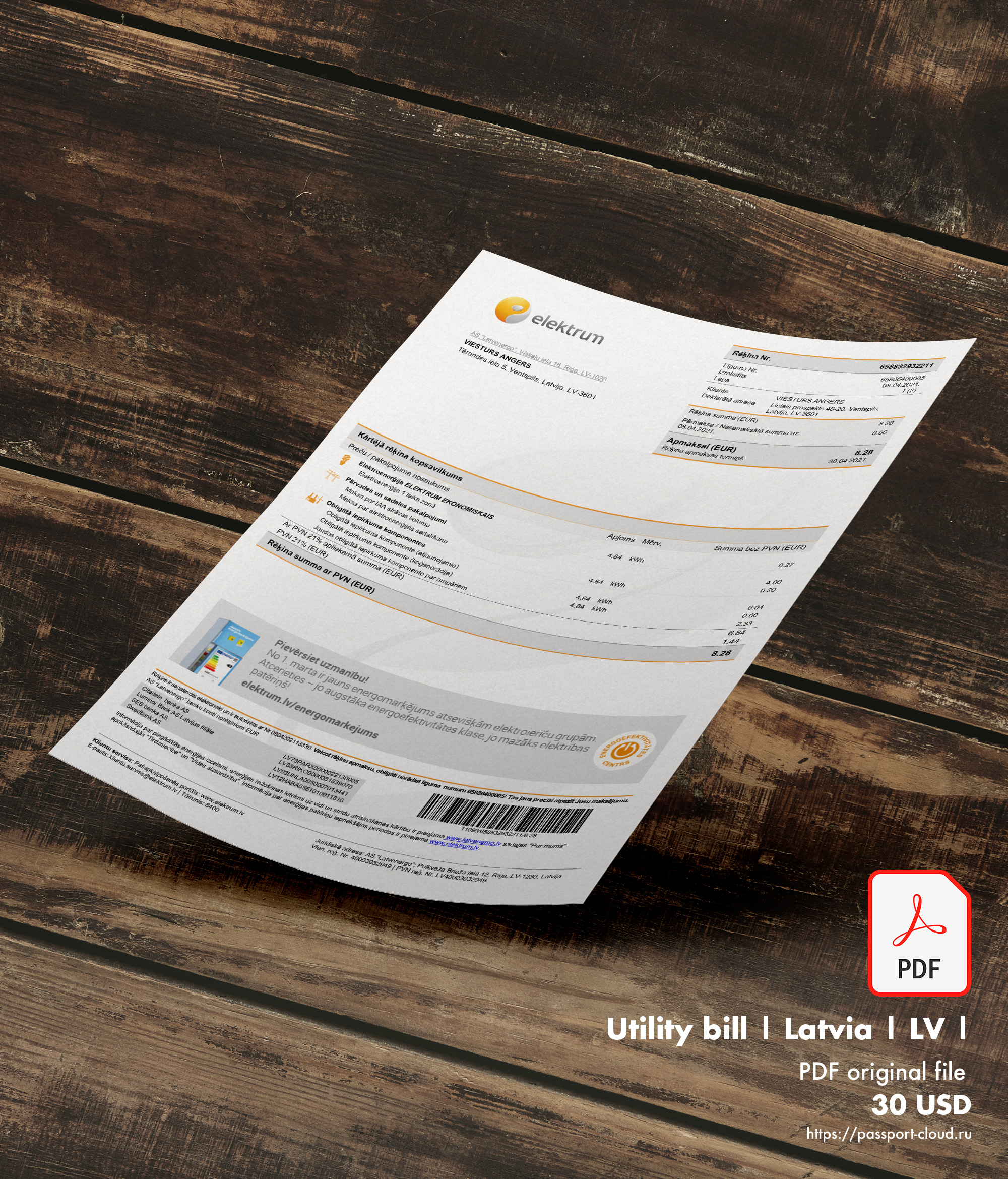 Utility bill  | Latvia | Elektrun-0