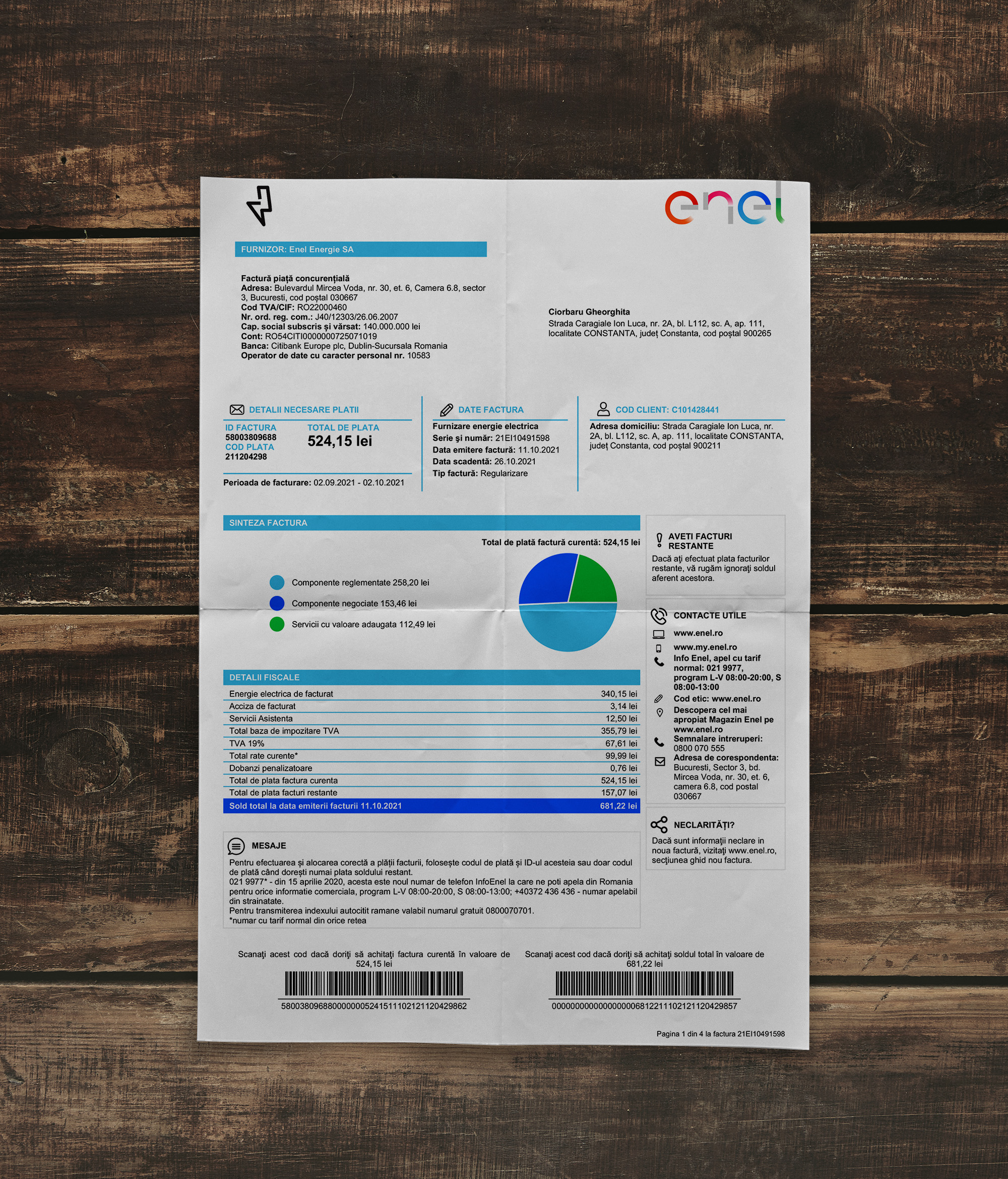 Utility bill | Enel | Romania-1