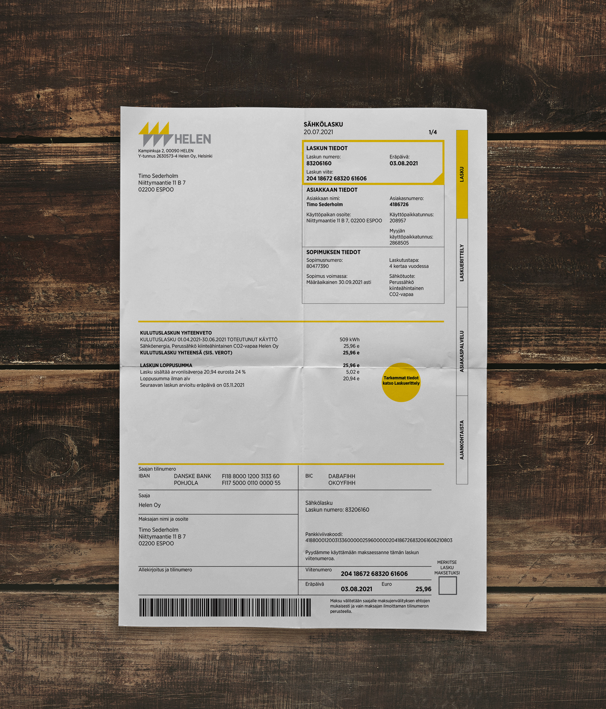 Utility bill | Helen | Finland-1