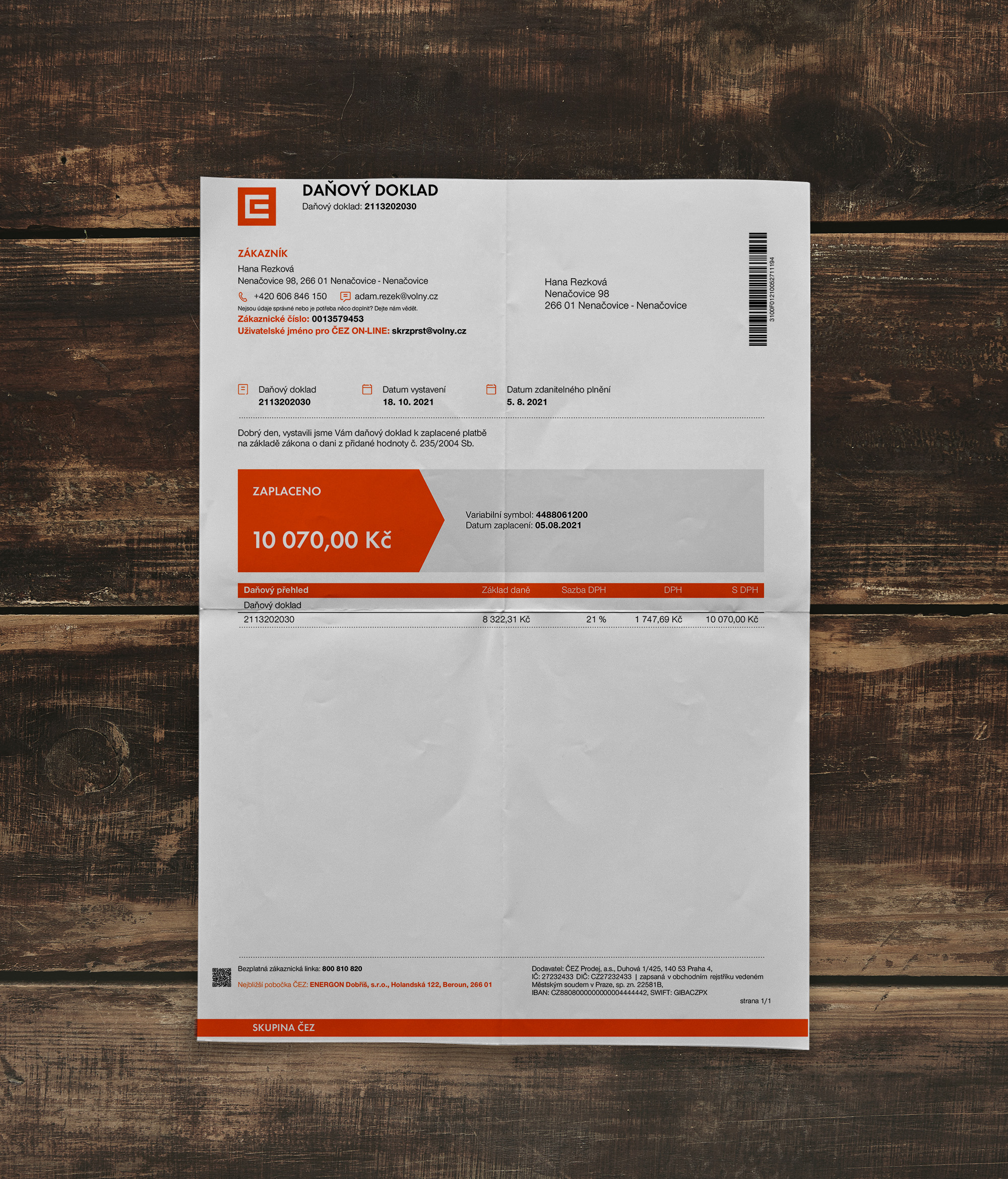 Utility bill | Energon | Czech Republic-1