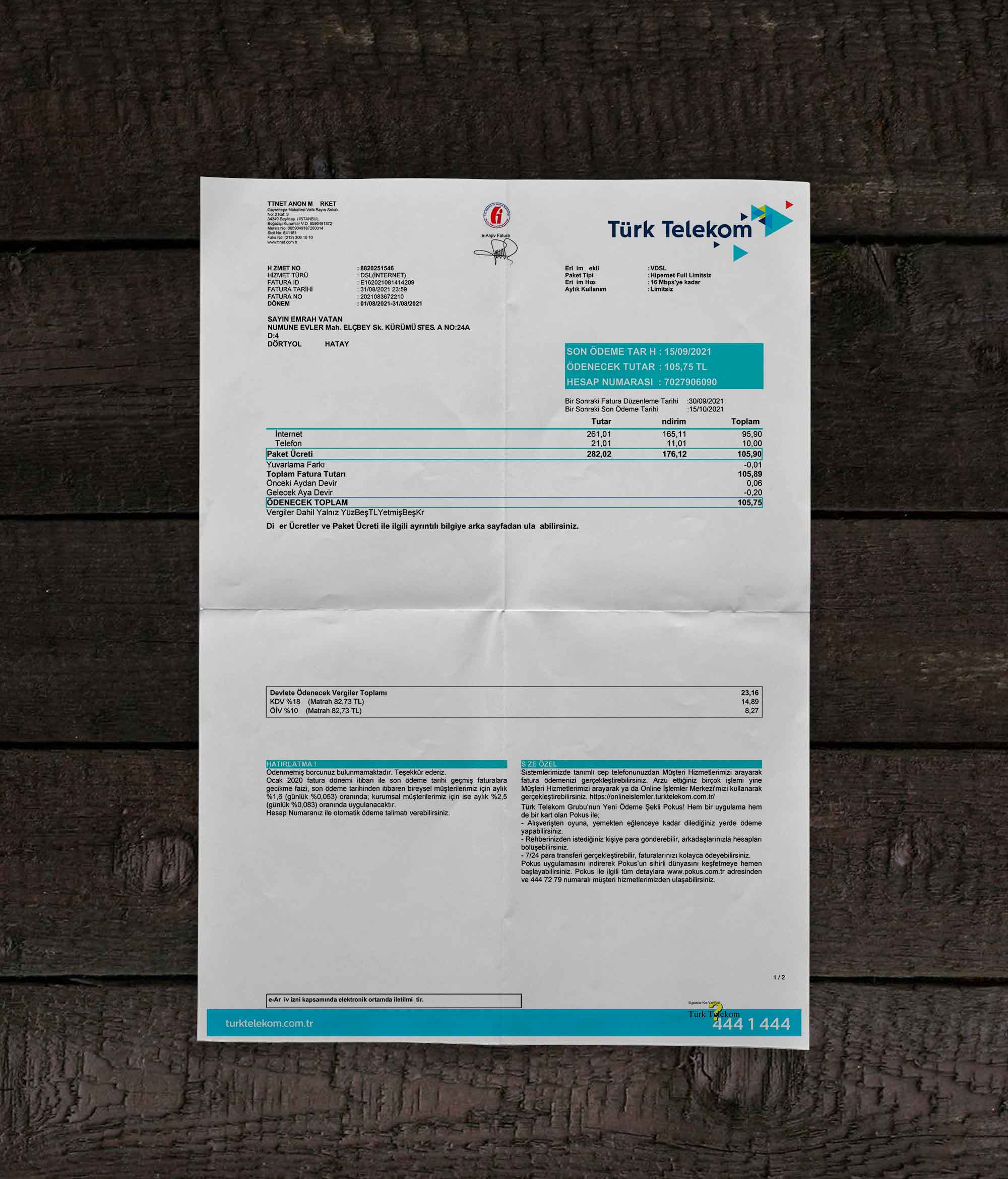 Utility bill | Turk Telekom | TUR |-1