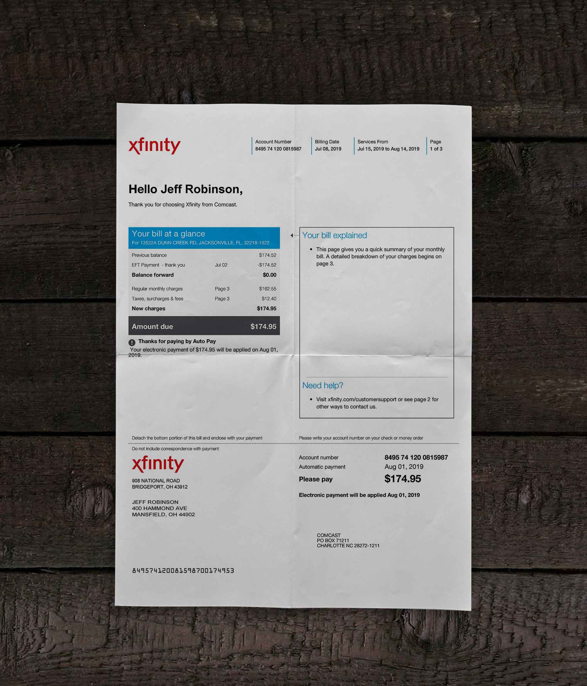 Utility bill | xfinity | USA |-1