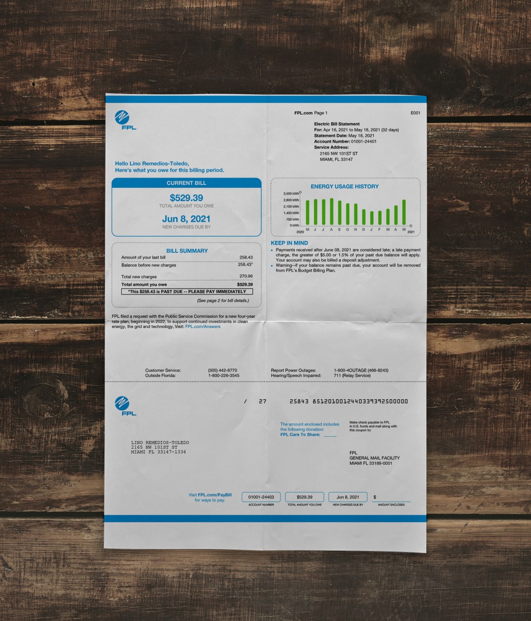 Utility bill | FPL | USA | FL-1