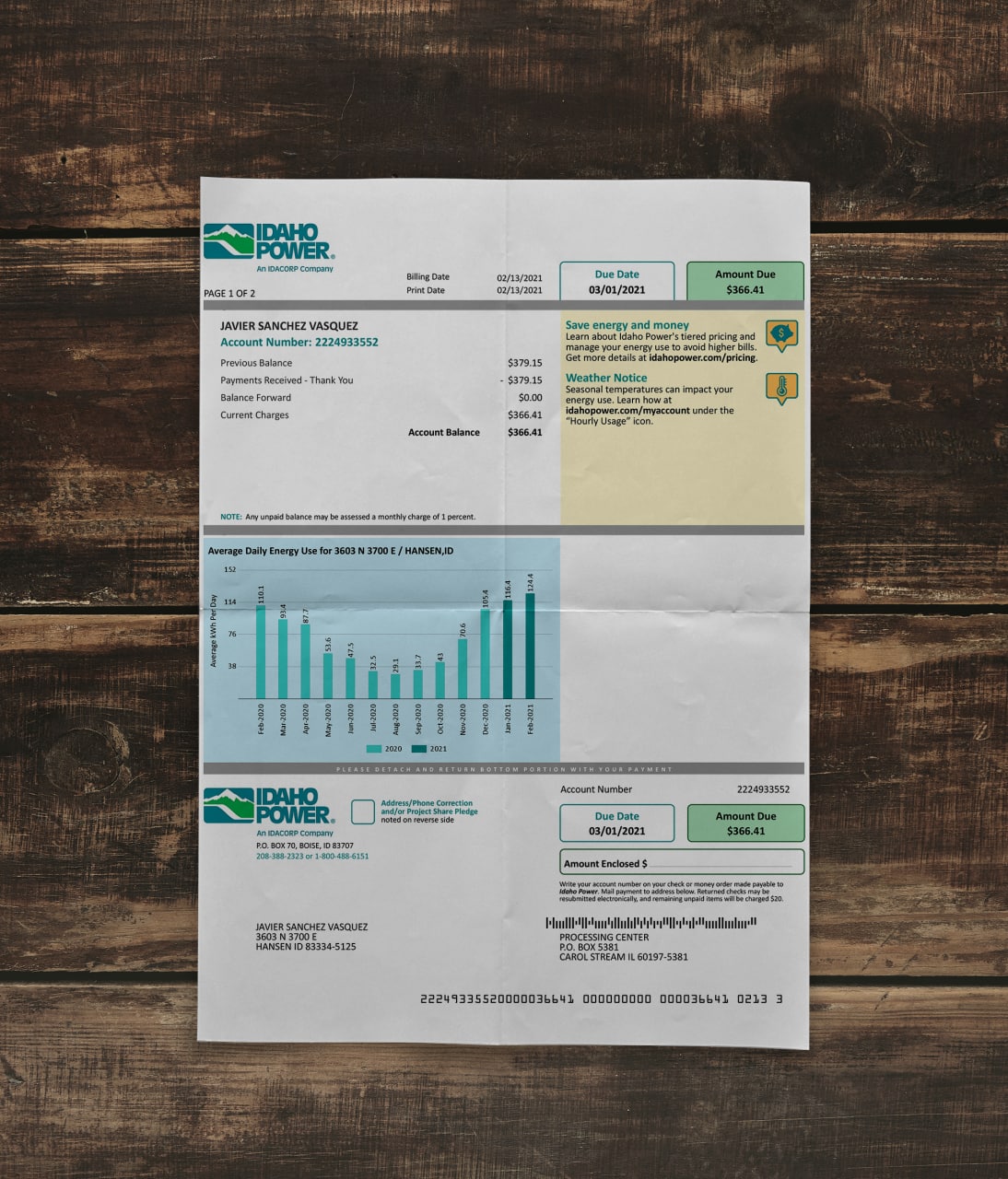 Utility bill | Idahopower | USA | ID-1