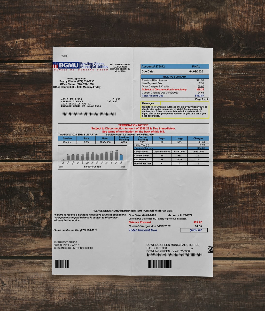 Utility bill | BGMU | USA | KY-1