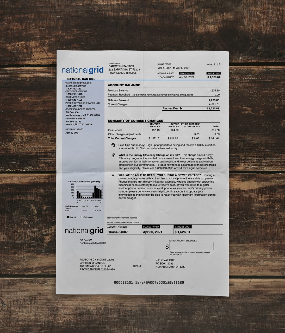 Utility bill | Nationalgrid | USA | MA-1