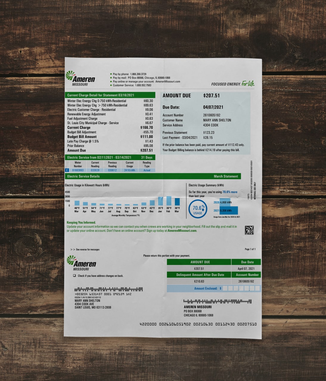 Utility bill | Ameren | USA | MO-1