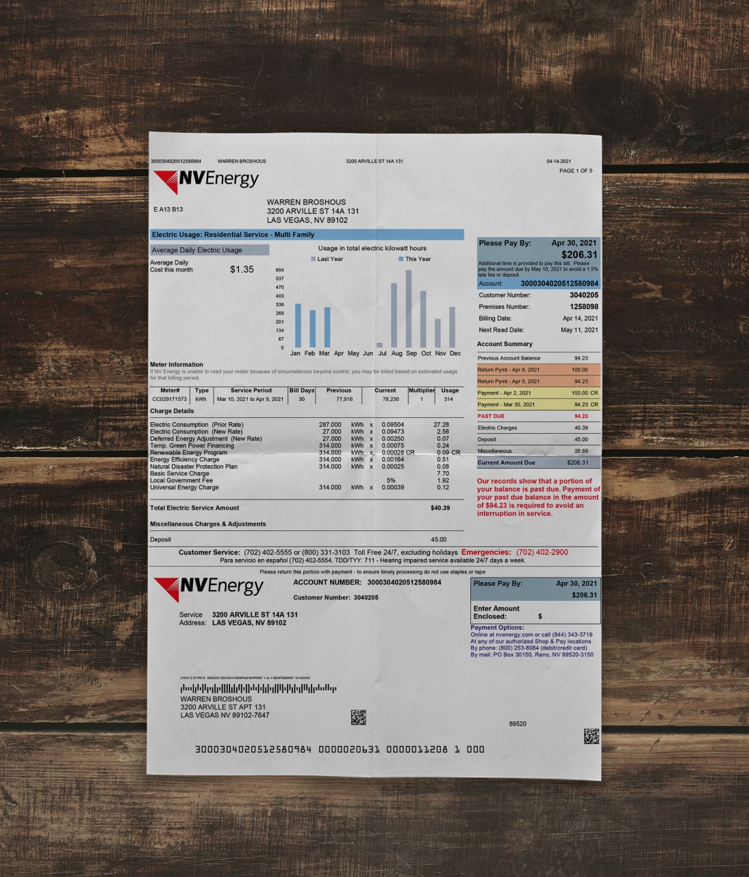 Utility bill | NVenergy | USA | NV-1