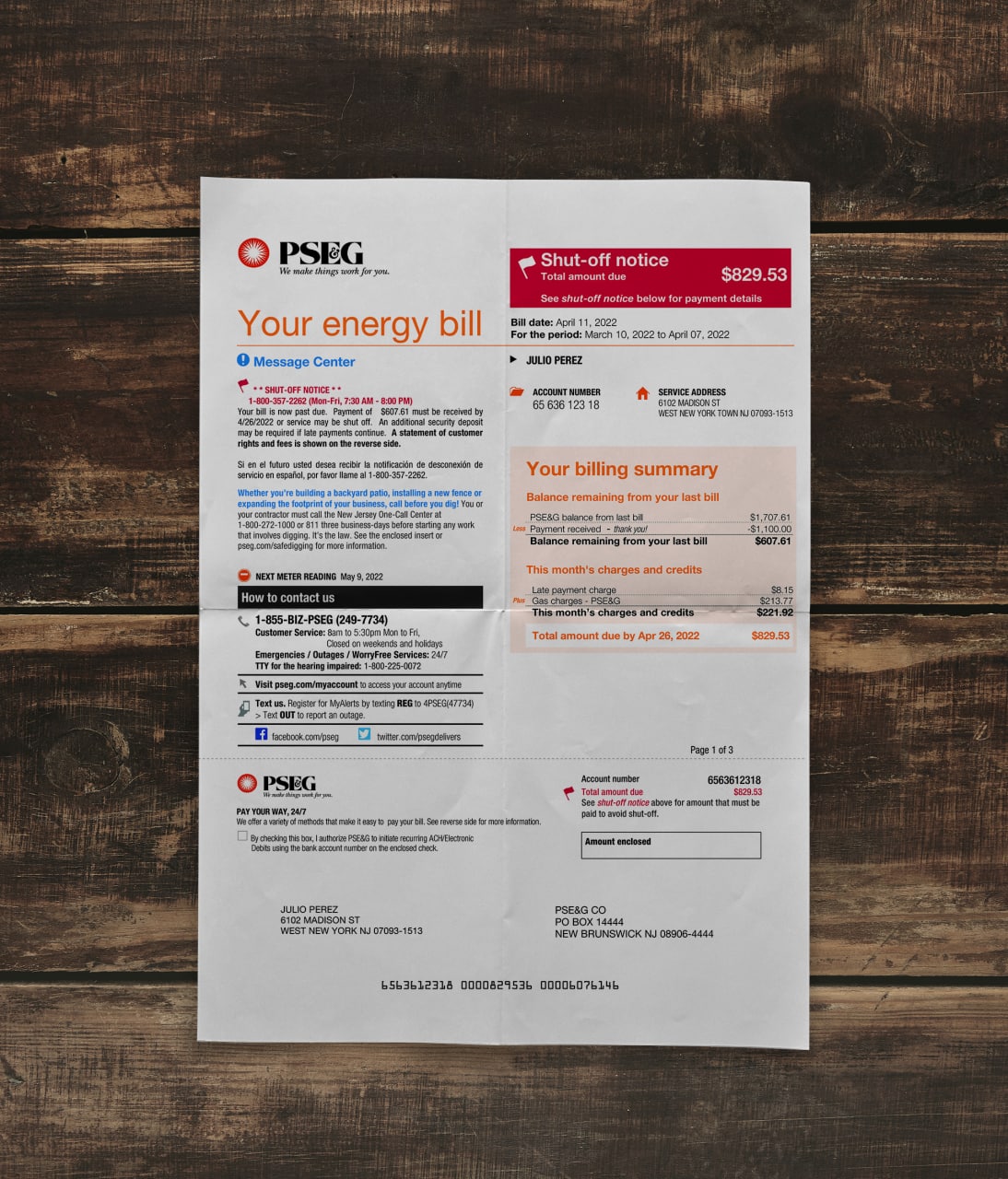 Utility bill | PSEG | USA | NJ-1