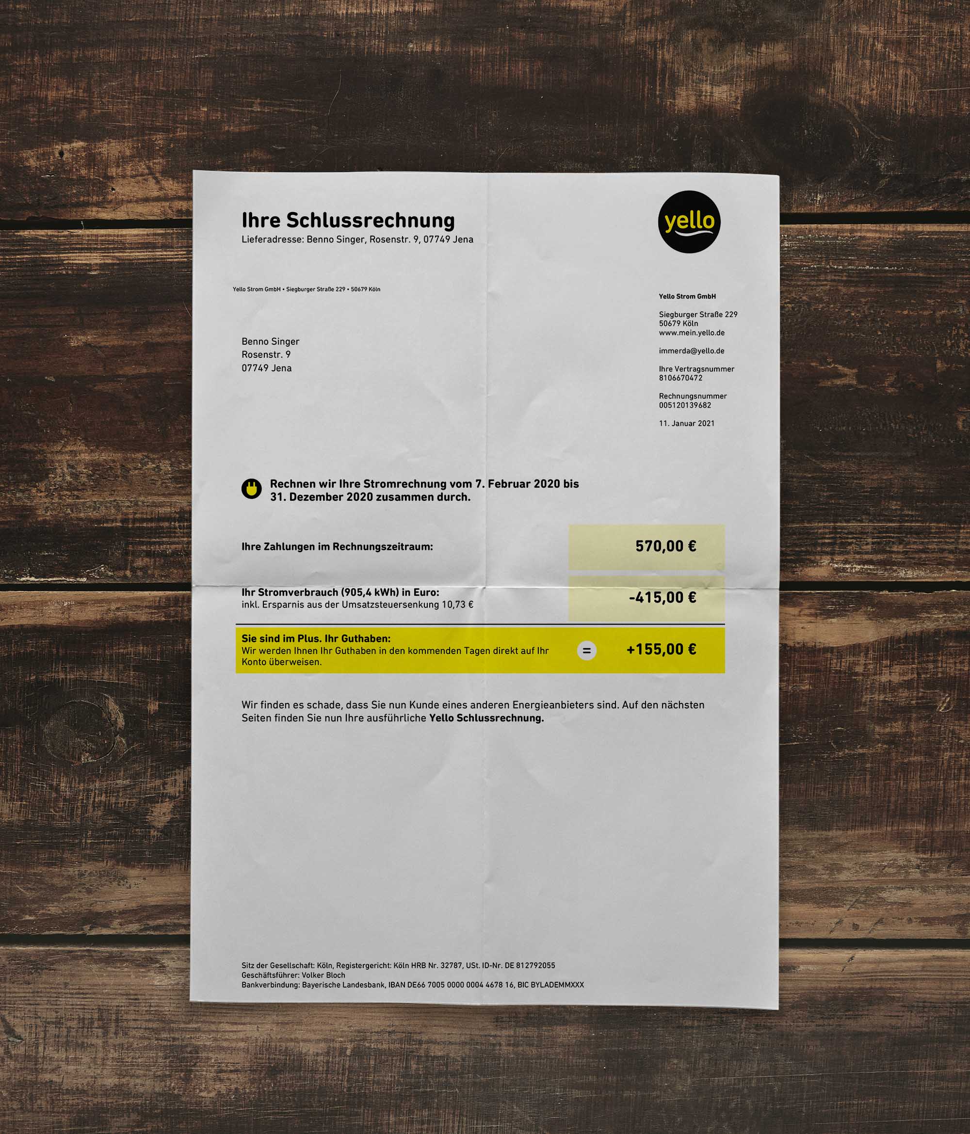 Utility bill | Yello | Germany | DE-1