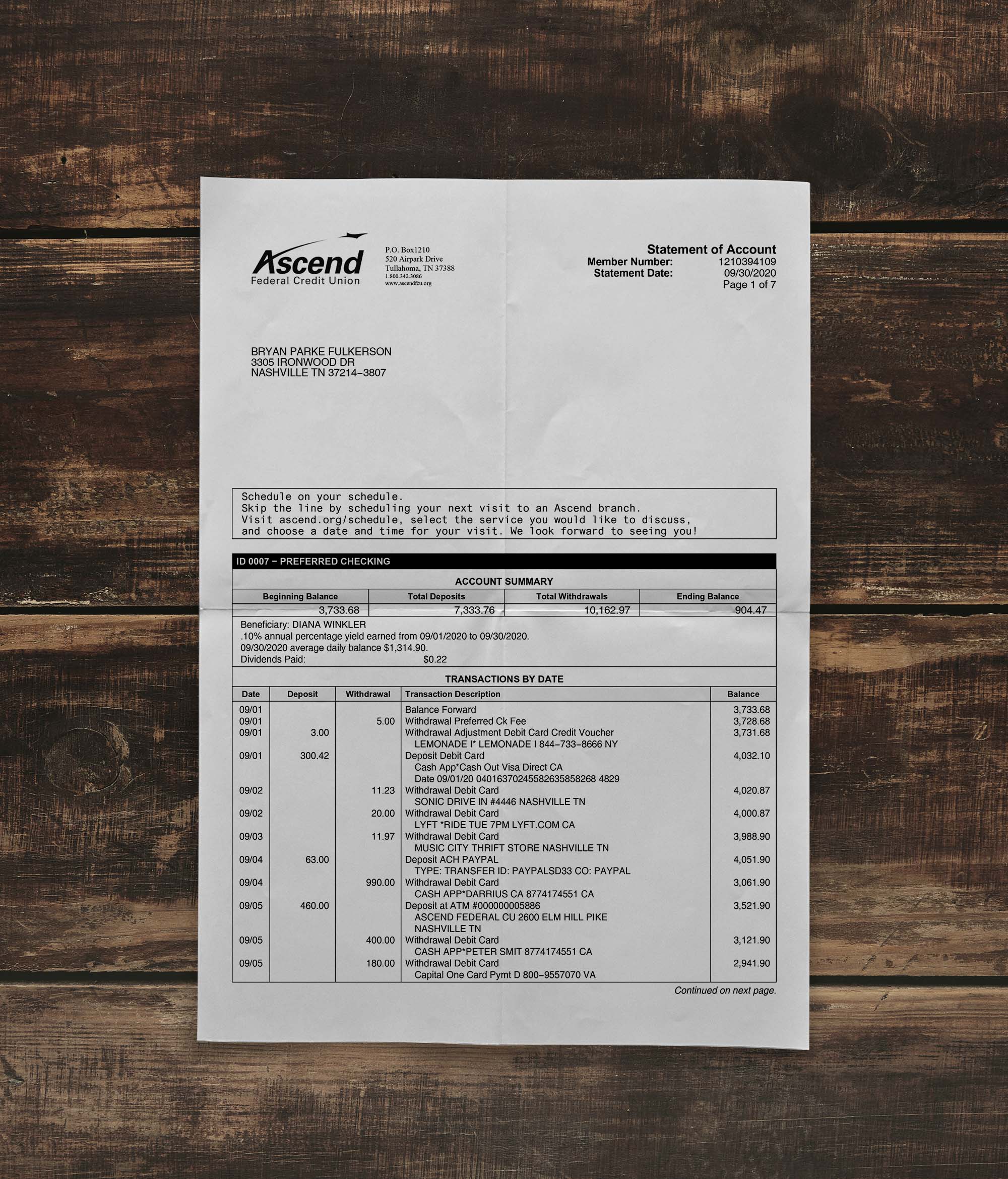 Statement | Ascend FCU | USA |-1